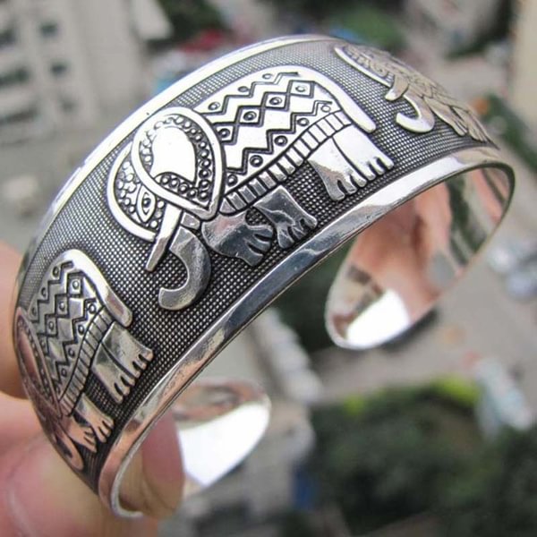 Elephant Tibetan Tibet Silver Totem Bangle Cuff Bracelet Gift Forever