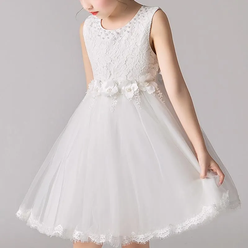Kids Girls&lsquo; Dress Wedding Party Clothes Flower Beading Gown Princess Summer Girls Frock Costumes Children's Elegant Dress