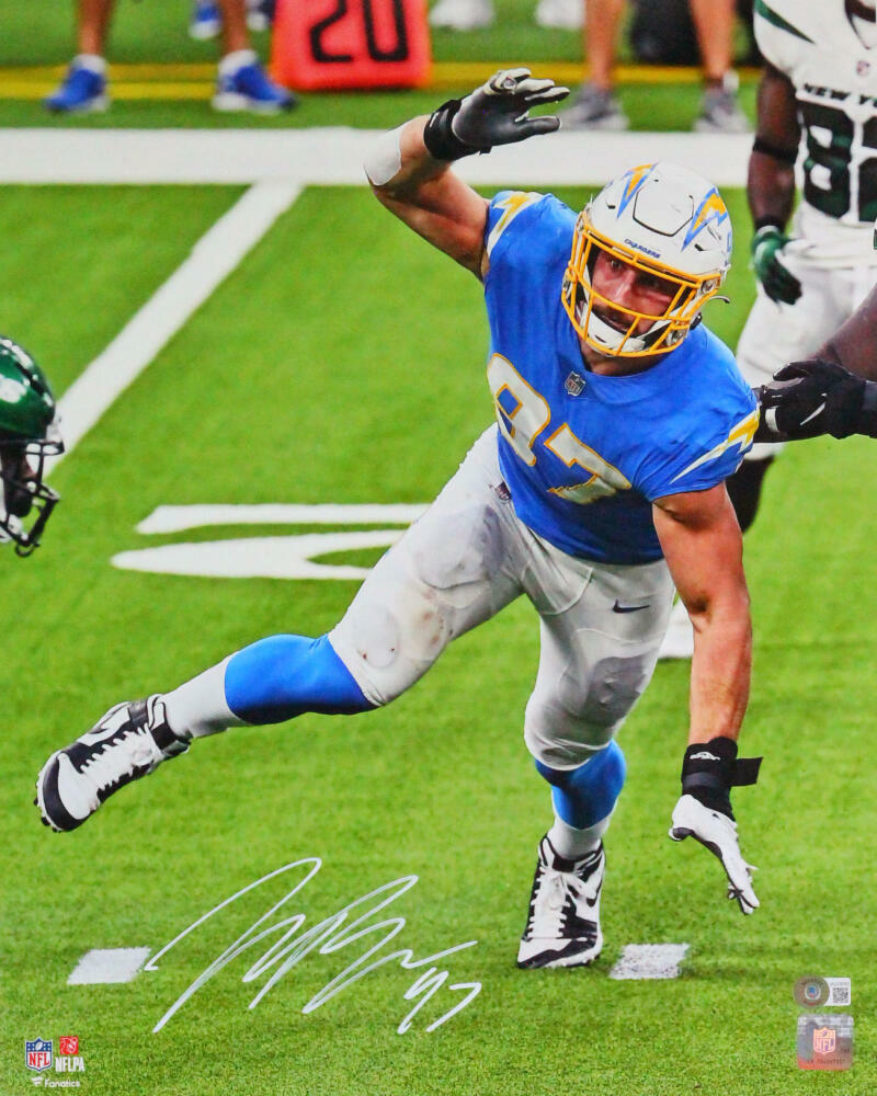 Joey Bosa Autographed LA Chargers Crazy Eyes 16x20 FP Photo Poster painting- Beckett W *White