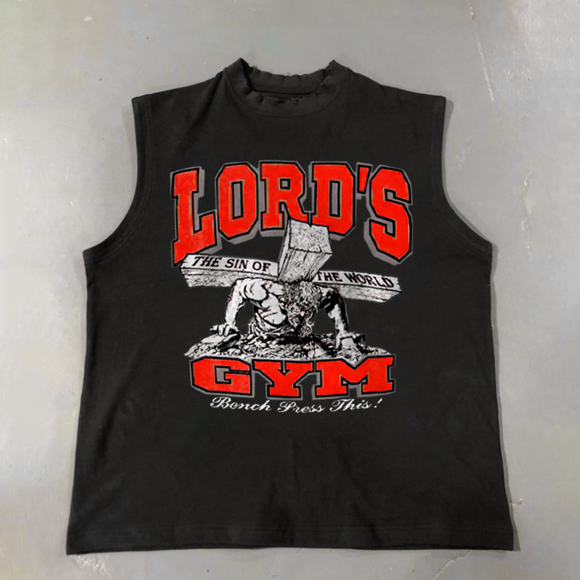 Lord's Gym God Print Cotton Casual Tank Top - SOPULA