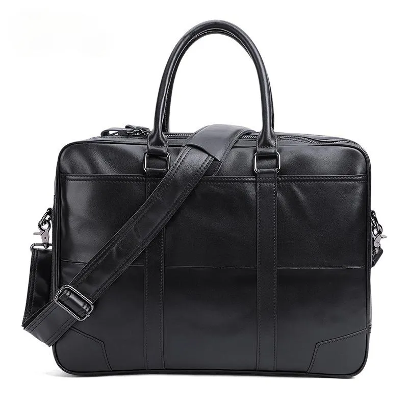 Retro Men's Leather Brifecase 15.6 Laptop Portable Bag