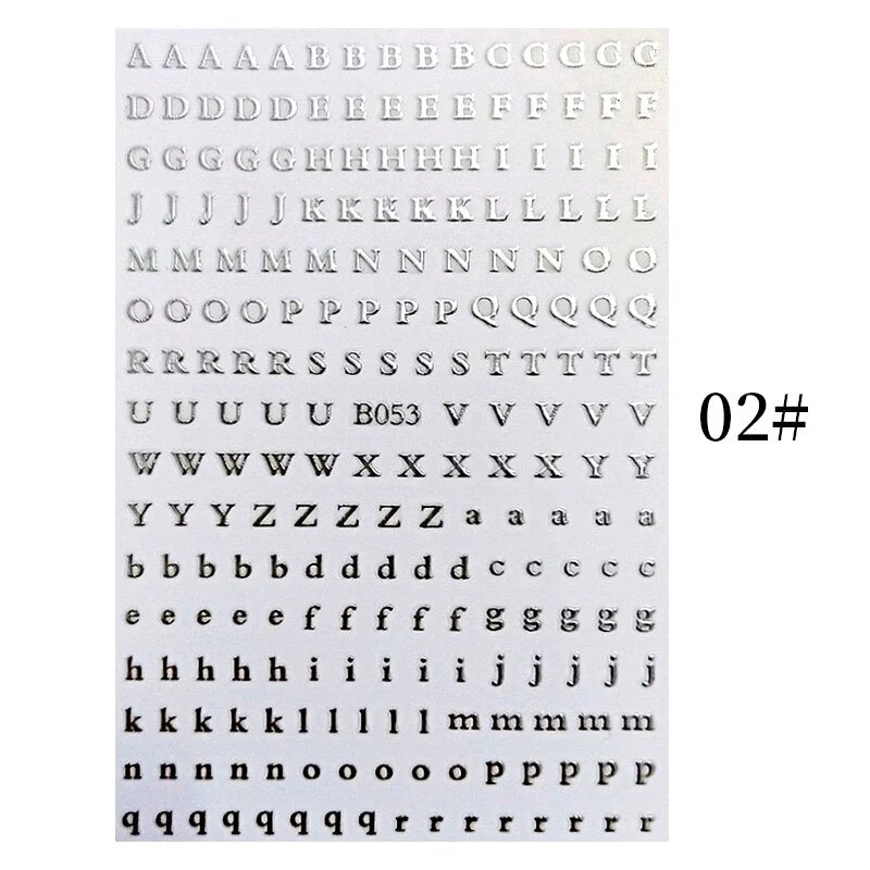 English Letter Design 3D Nail Stickers Iridescent Geometrics Gold Stars Moon Transfer Nail Art Sliders Decoration Accessories-Nail Inspo