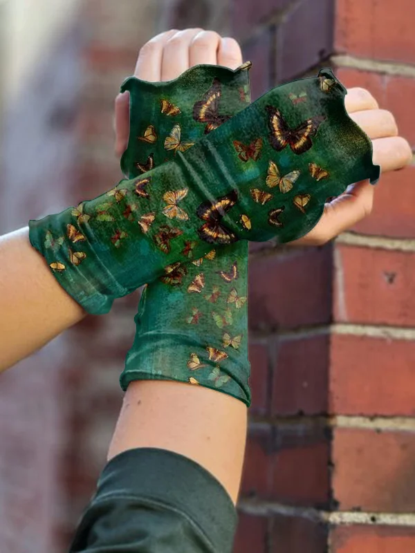 Retro butterfly sleeve decoration fingerless sleeve gloves sun protection