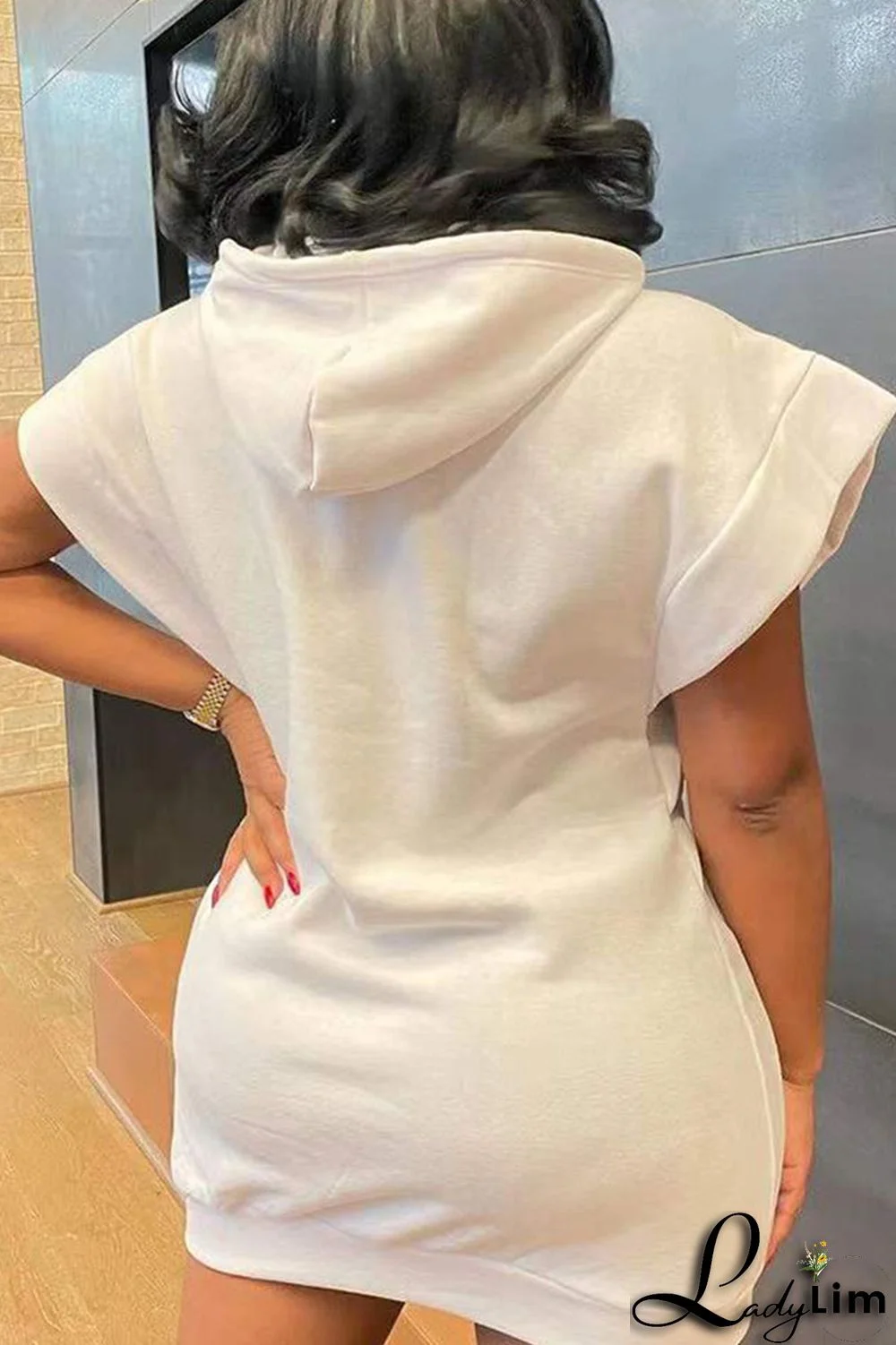 White Casual Solid Patchwork Hooded Collar Straight Dresses