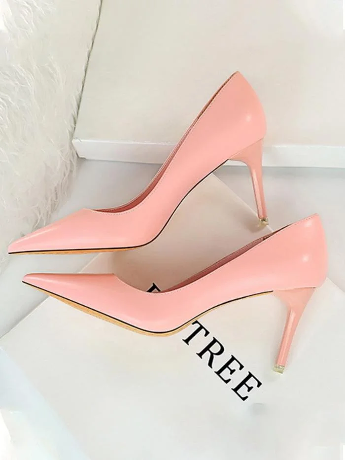 Fashion simple stiletto high-heeled shallow pointy shoes