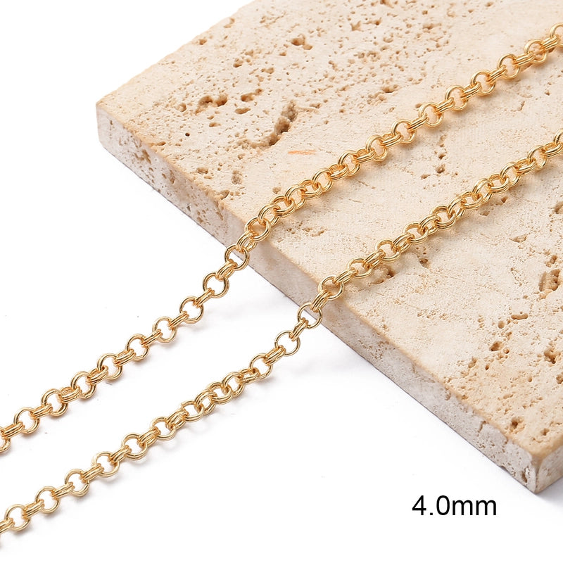 1 Piece Copper 18K Gold Plated Cable Chain Box Chain Polished 1M Jewelry Accessories Chain