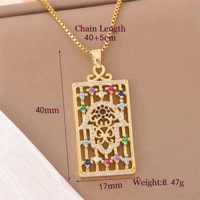 Stainless Steel Titanium Steel 18K Gold Plated Retro Lady Roman Style Enamel Plating Inlay Snake Bee Butterfly Zircon Pendant Necklace