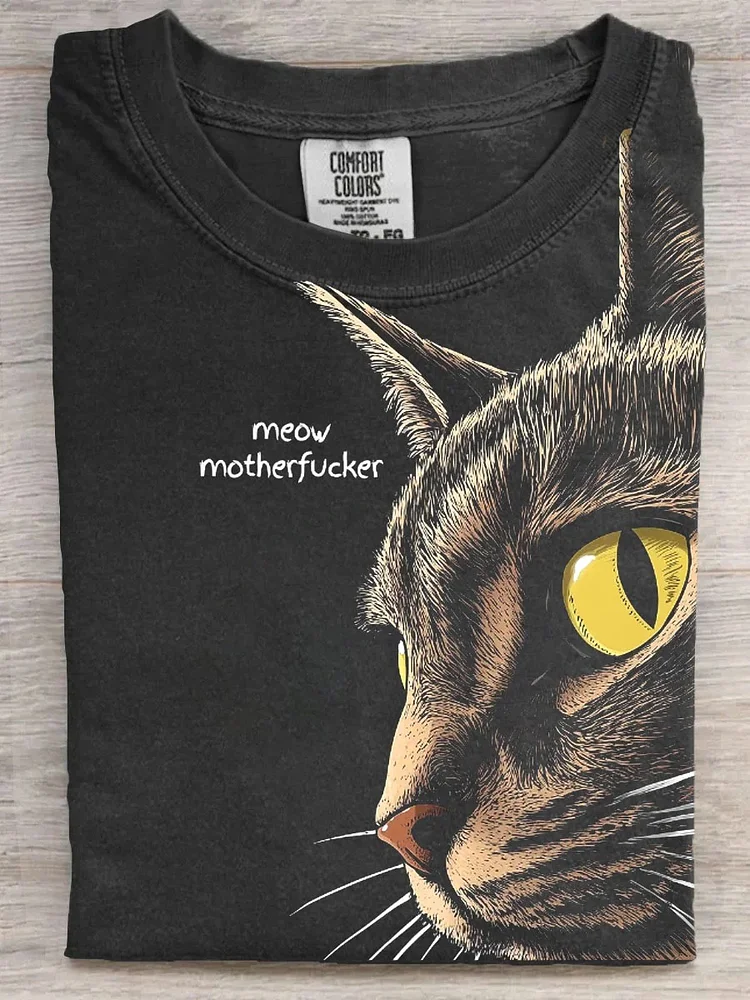 Teecade Teecade Cat Meow Motherfucker Art Print T-shirt
