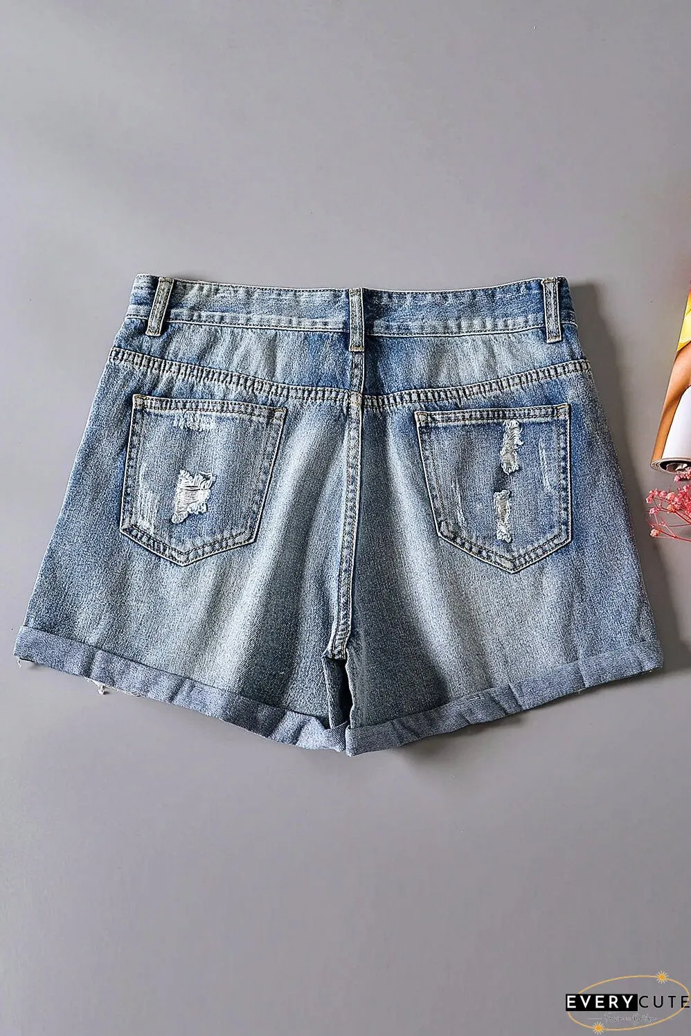 Women Bleu Vintage Faded and Distressed Jean Shorts