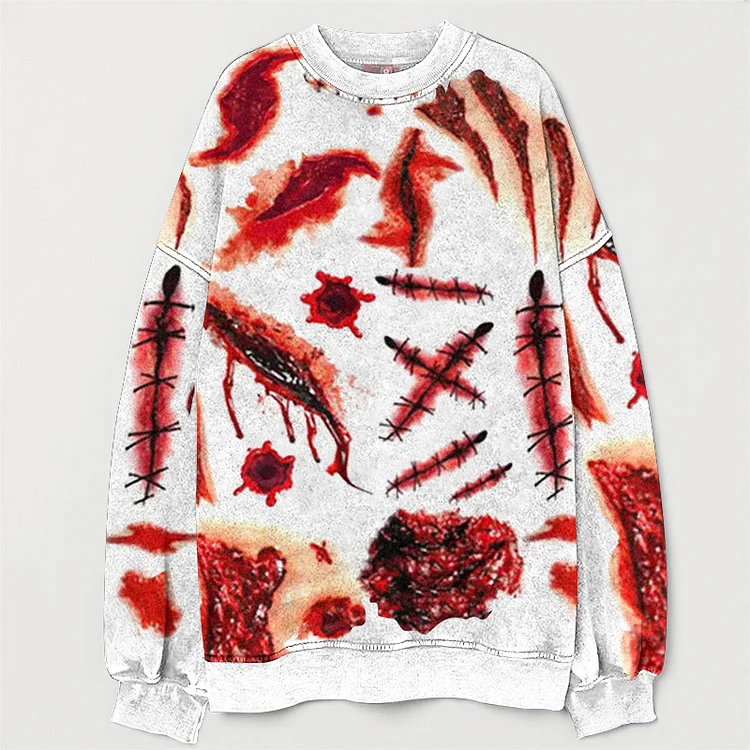 Comstylish Men's Horror Wound Print Sweatshirt