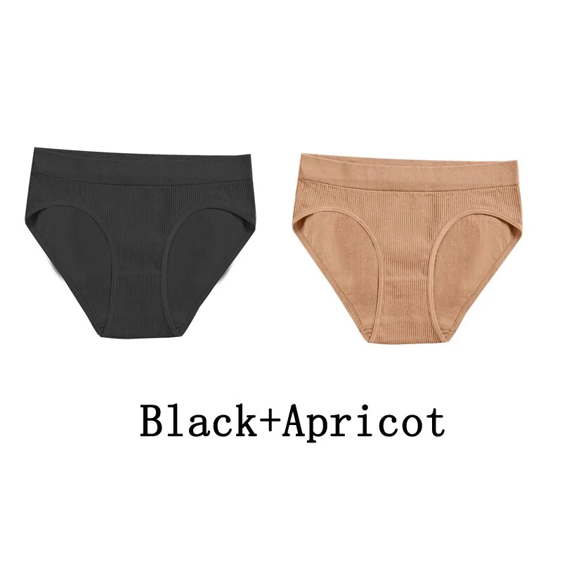 Billionm Women Seamless Cotton Panties Sexy Mid Waist Briefs Girls Solid Colors Ribbed Underpants Female Comfortable Intimates Lingerie