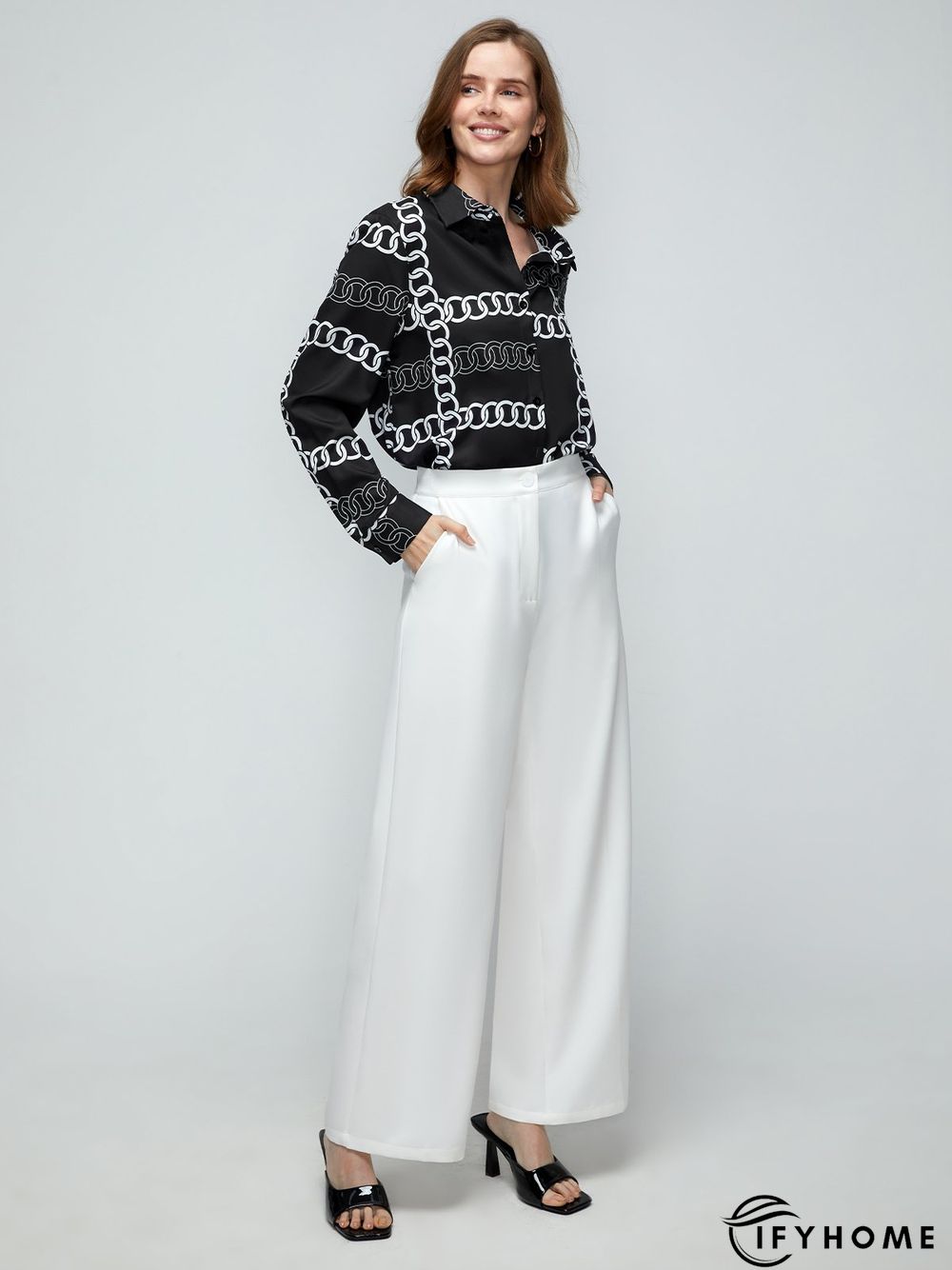 Urban Daily Shirt Collar Regular Fit Abstract Blouse | IFYHOME