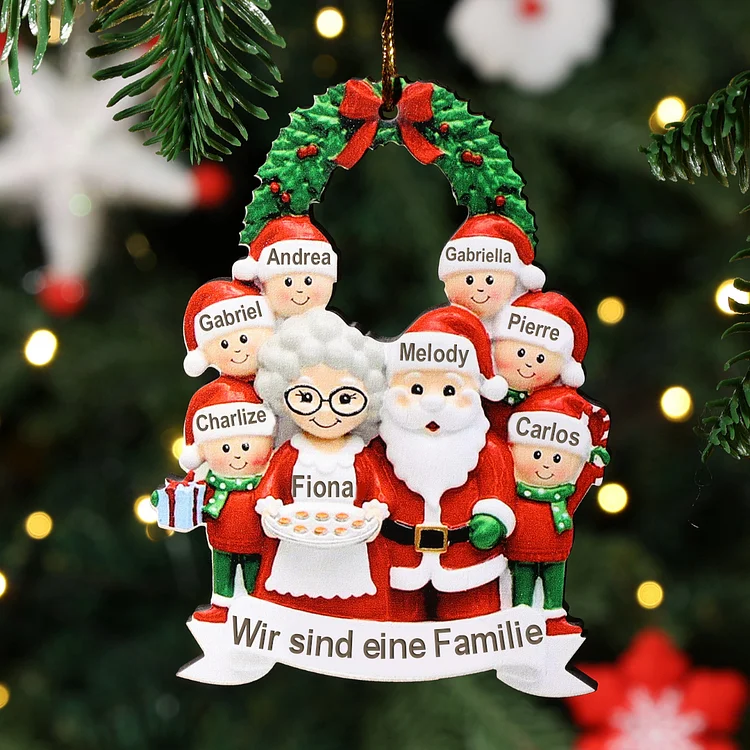 Holz Weihnachtsornamen-Personalisierte Text 8 Namen von Großeltern mit Kindern Ornament
