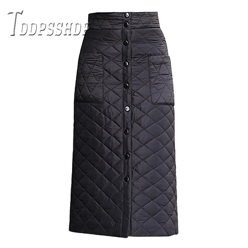 2019 Warm Cotton Women Skirt Plus Size Winter A Line Pocket Female Skirts