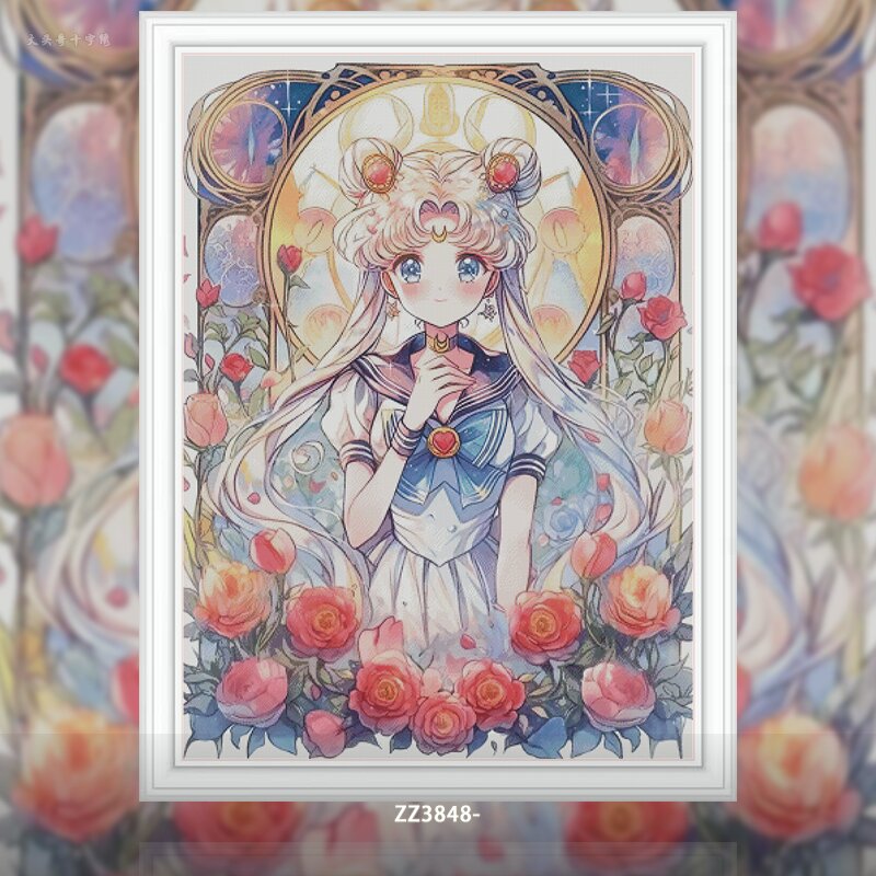 [ZZ3848-Rose Beautiful Girl] Painting Fairy Cross Stitch