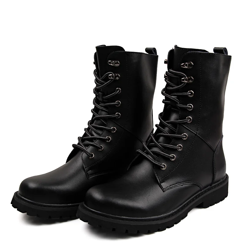 Yyvonne Tactical Ankle Boots Men Outdoor Leather Winter Fur Warm Us Army Hunting for Mens Shoes Casual Black High Gang Non-slip