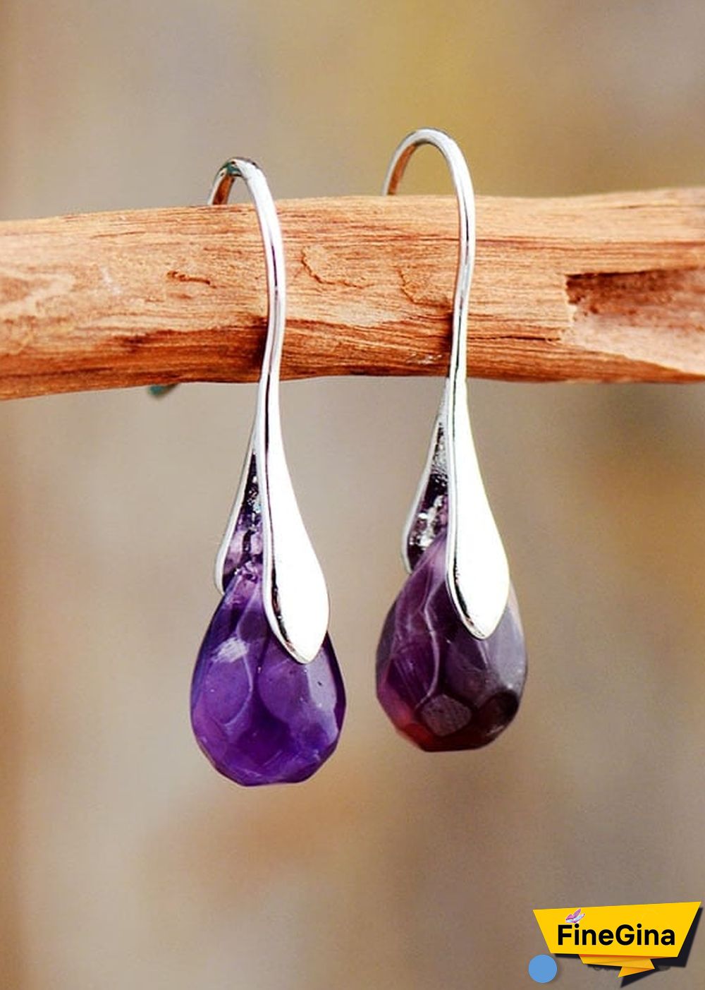 Boho Earrings, Dangle Earrings, Purple Amethyst and Red Jasper