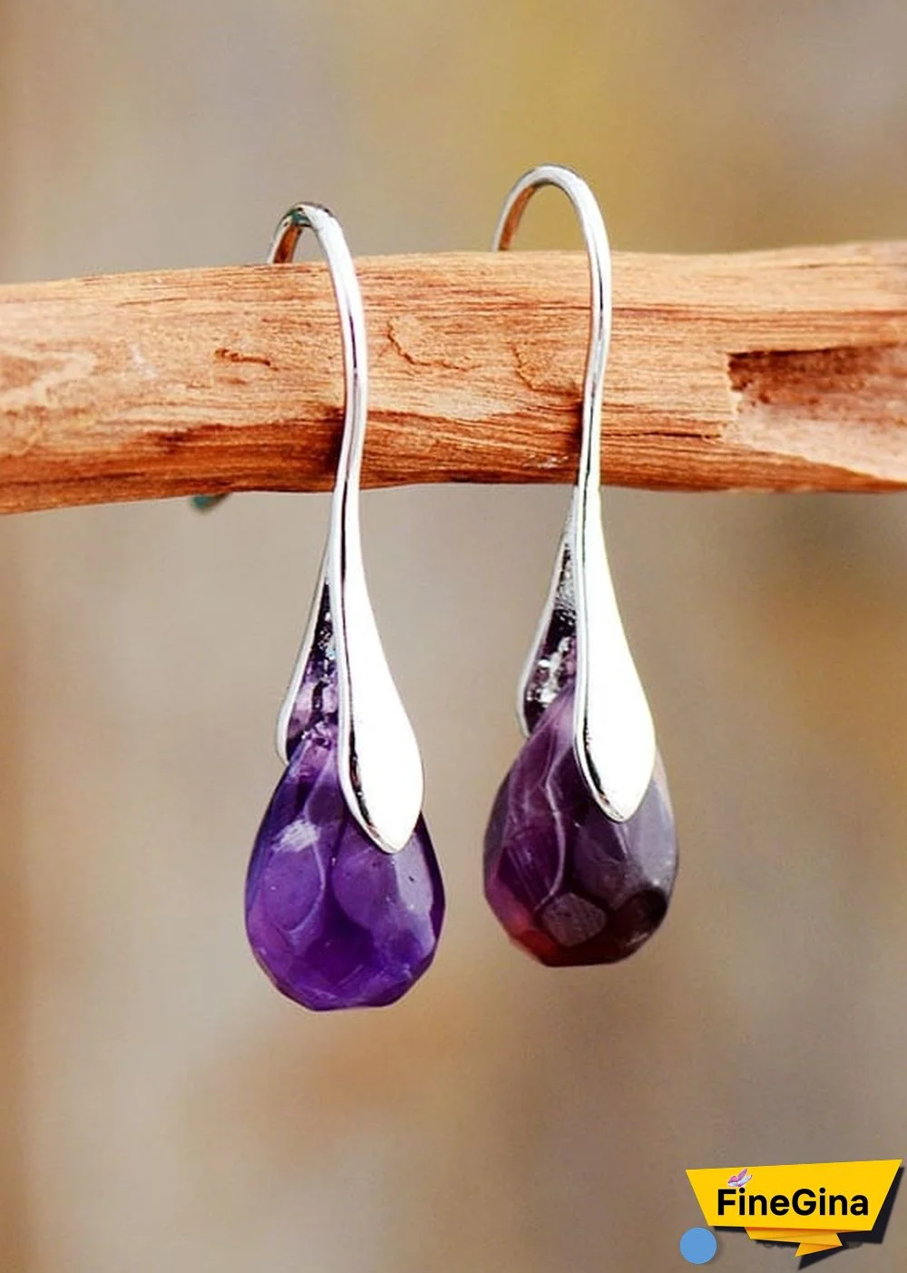 Boho Earrings, Dangle Earrings, Purple Amethyst and Red Jasper