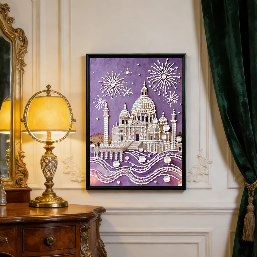 Building DIY Pearl Painting Art Kits Pearl Gem Paintings Picture Arts Craft 30x40cm for Adults Beginners Home Wall Decor No Frame