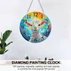 (US Only)2D Flat DIY Alpaca 5D Diamond Hanging Clock Art Craft for Living Room Decoration