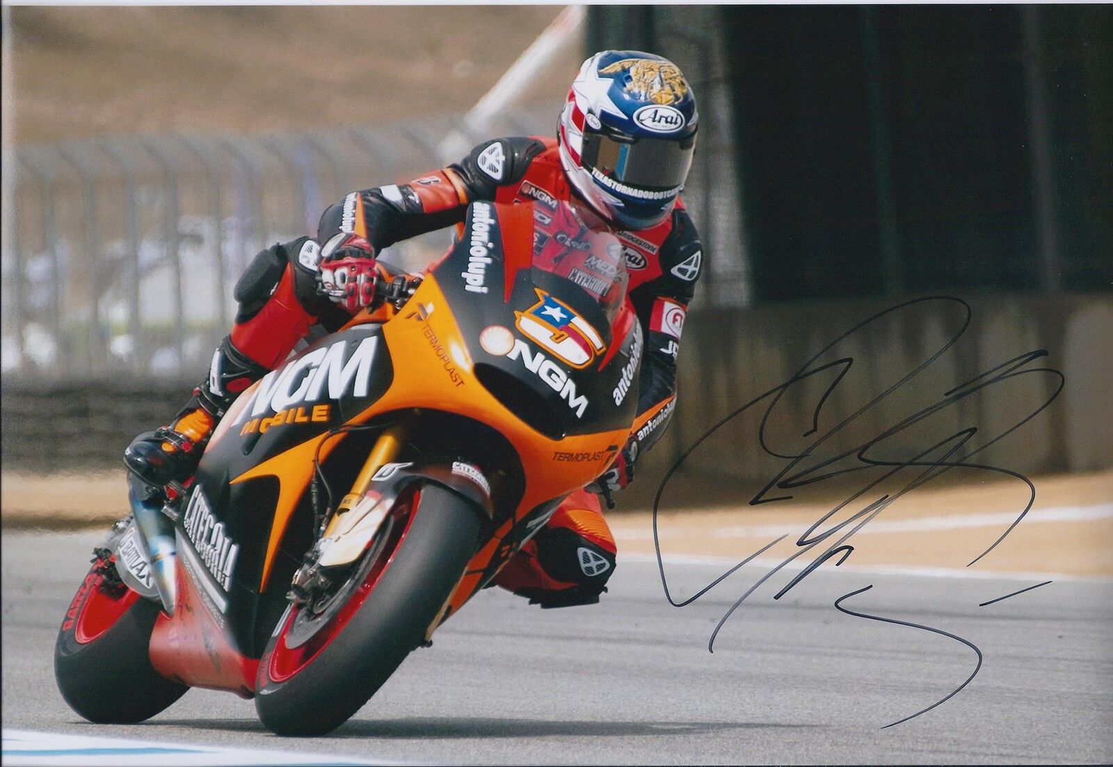 Colin EDWARDS SIGNED Antoniolupi NGM 12x8 Photo Poster painting Autograph AFTAL COA In Person