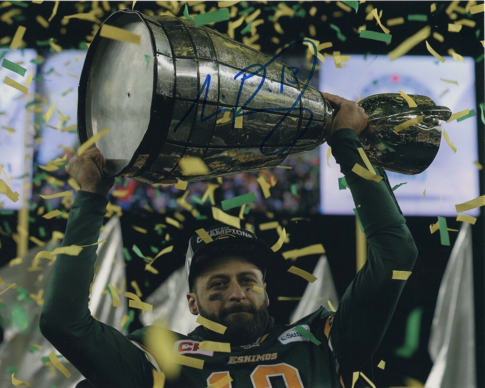 MIKE REILLY SIGNED AUTOGRAPH EDMONTON ESKIMOS GREY CUP 8X10 Photo Poster painting EXACT PROOF