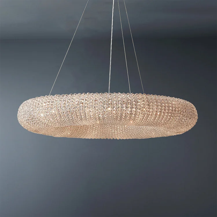 Round Halonut Chandelier With Clear Crystal 41‘’,Halo Chandelier Vjlight