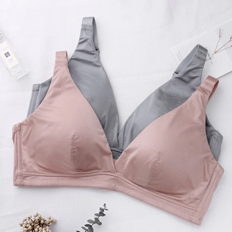 Large Size Brassiere Ultra Thin Sexy Bras Push Up Bra French Triangle Cup Without Steel Ring Gather Cotton Lingerie Intimate