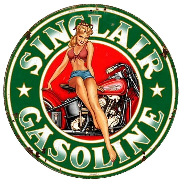 Sinclair Gasoline - Round Vintage Tin Signs/Wooden Signs - 11.8x11.8in
