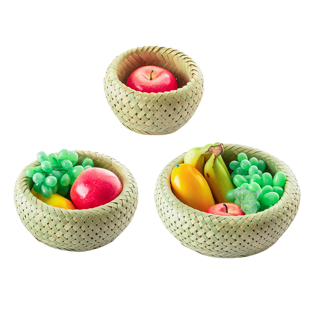 

Bamboo Weaving Storage Baskets Dual Layer Handmade Straw Fruit Food Box, Medium, 501 Original