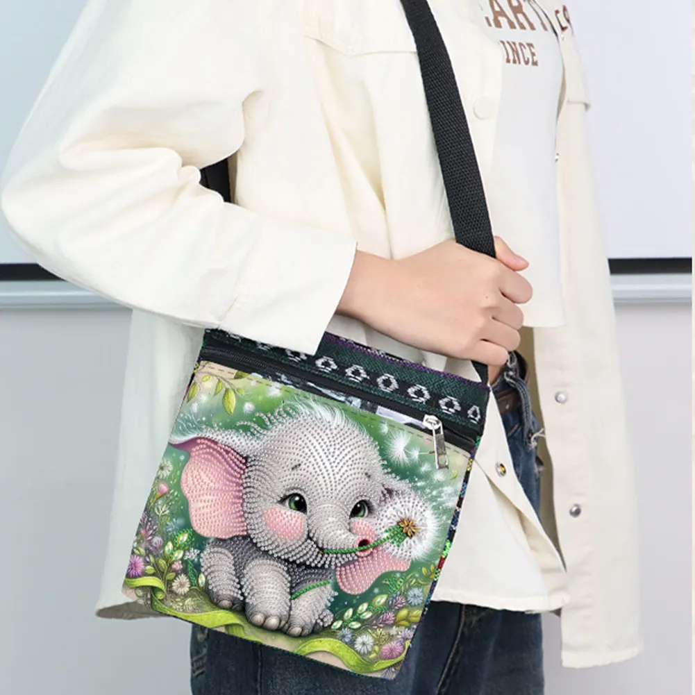 Baby Elephant 5D DIY Diamond Painting Shopper Bag Diamond Handmade Satchel Bag