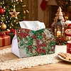 Christmas Poinsettia Butterfly 24cm DIY Diamond Painting Rhinestones Decorative Tissue Box Reusable Crystal Mosaic PU Tissue Holder for Home Car Desk Decoration Craft