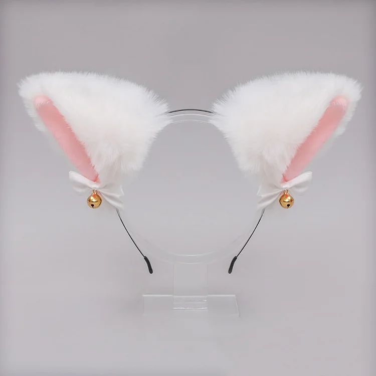 Halloween Cute Lolita Plush Cat Ears Bell Bow Headdress 2024 - Xpluswear