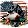 American Flag And Hound Round Diamond Diamond Painting 30*30cm