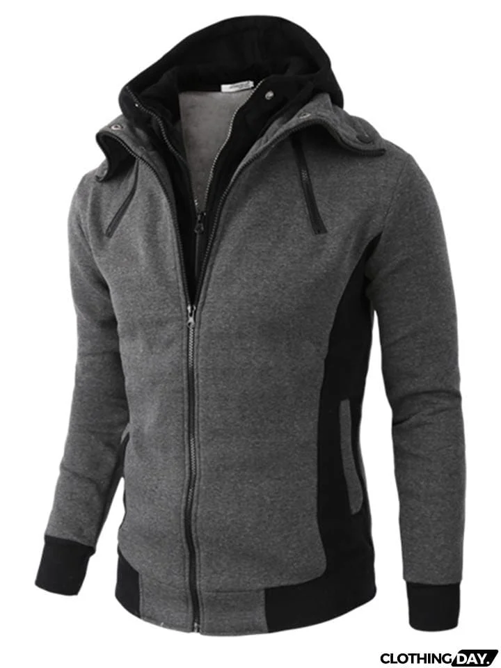Ultra Warm Front Zip Up Collar Pocket Hooded Sweatshirt
