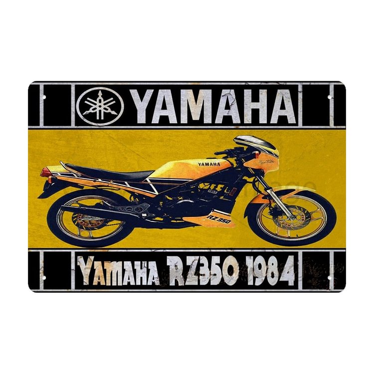 Yamaha rz350 1984 moto - Enseigne Vintage Métallique/panneaux en bois - 20*30cm/30*40cm