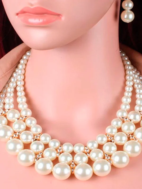 Retro Fashion Atmospheric Exaggerated Multi-Layer Pearl Necklace