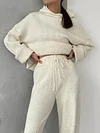 Long Sleeves Hooded+Wide Leg Pants Suits