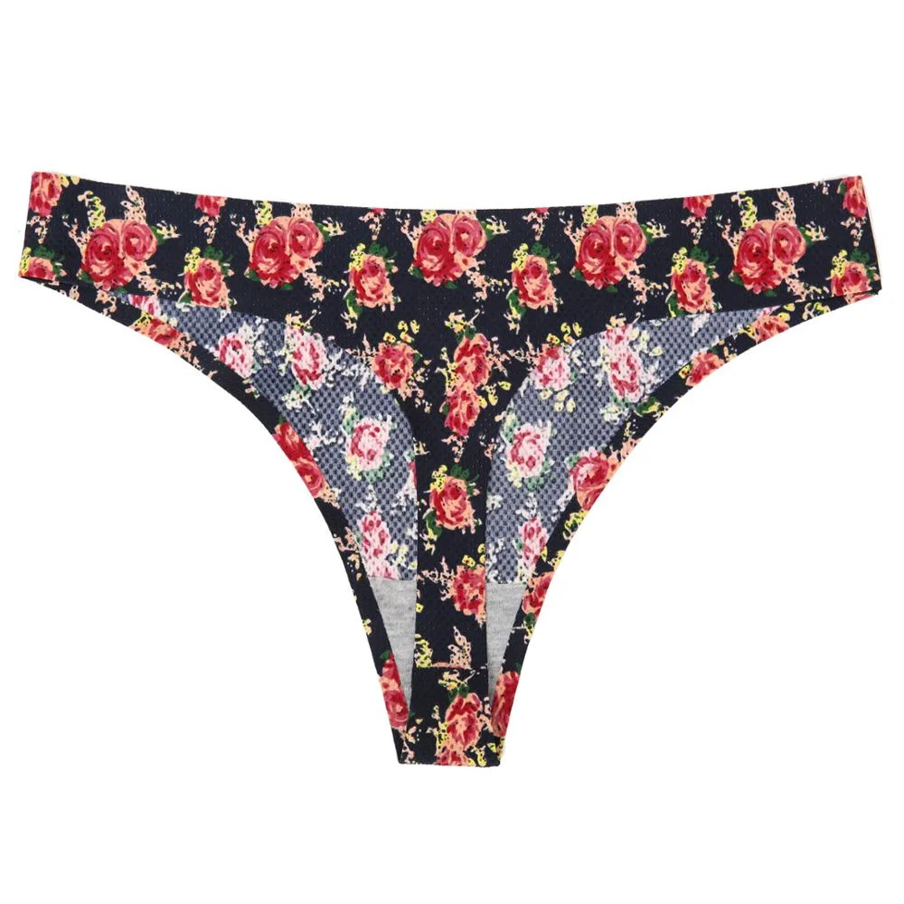 Women's sexy floral underwear temptation low-waist seamless thong panties breathable underwear female G string lingerie