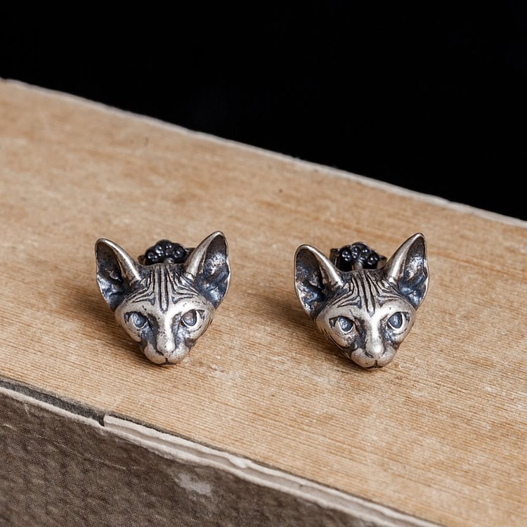 S925 Sterling Silver Cat Earrings
