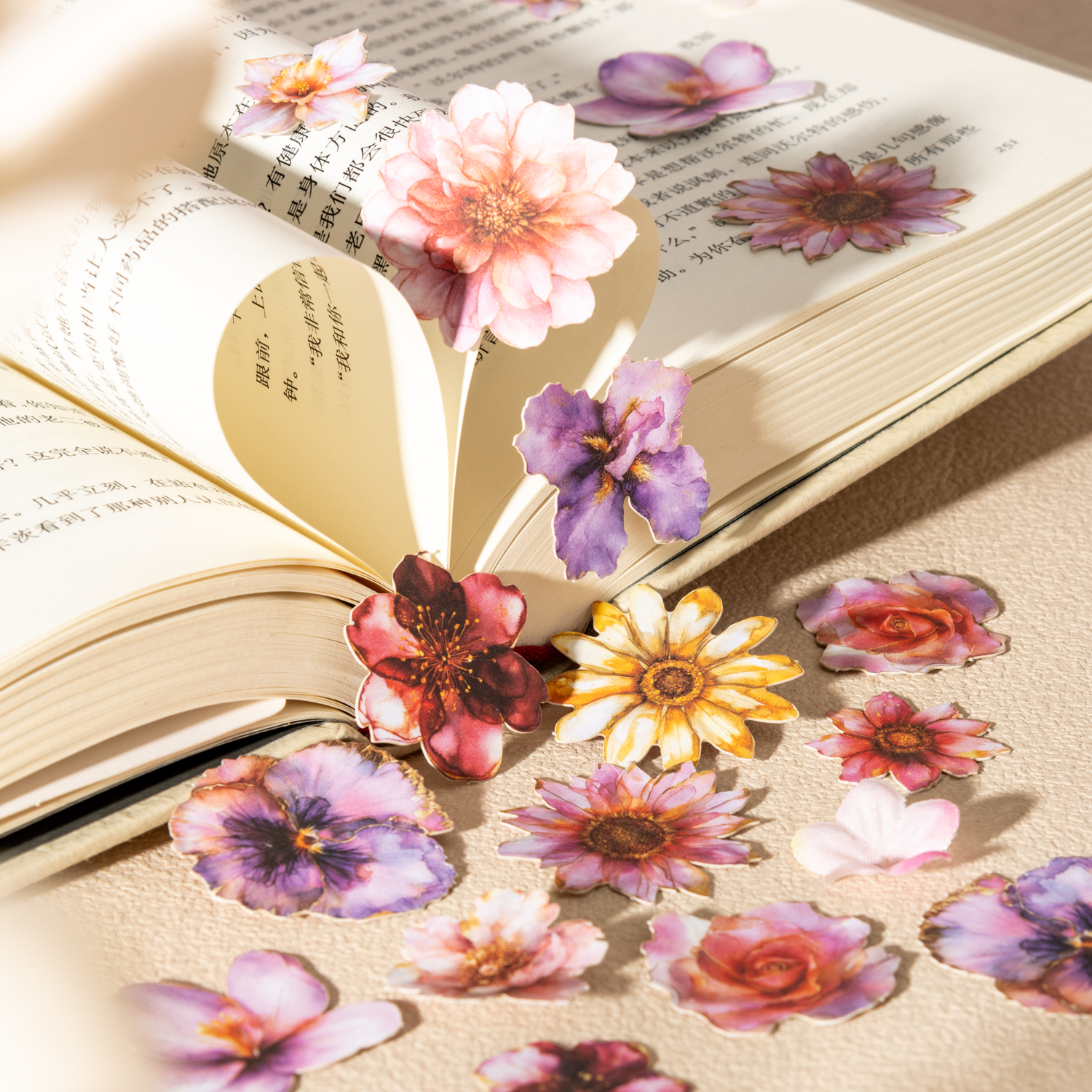 스티커 - 꽃바구니 시리즈 빈티지 꽃 풍경