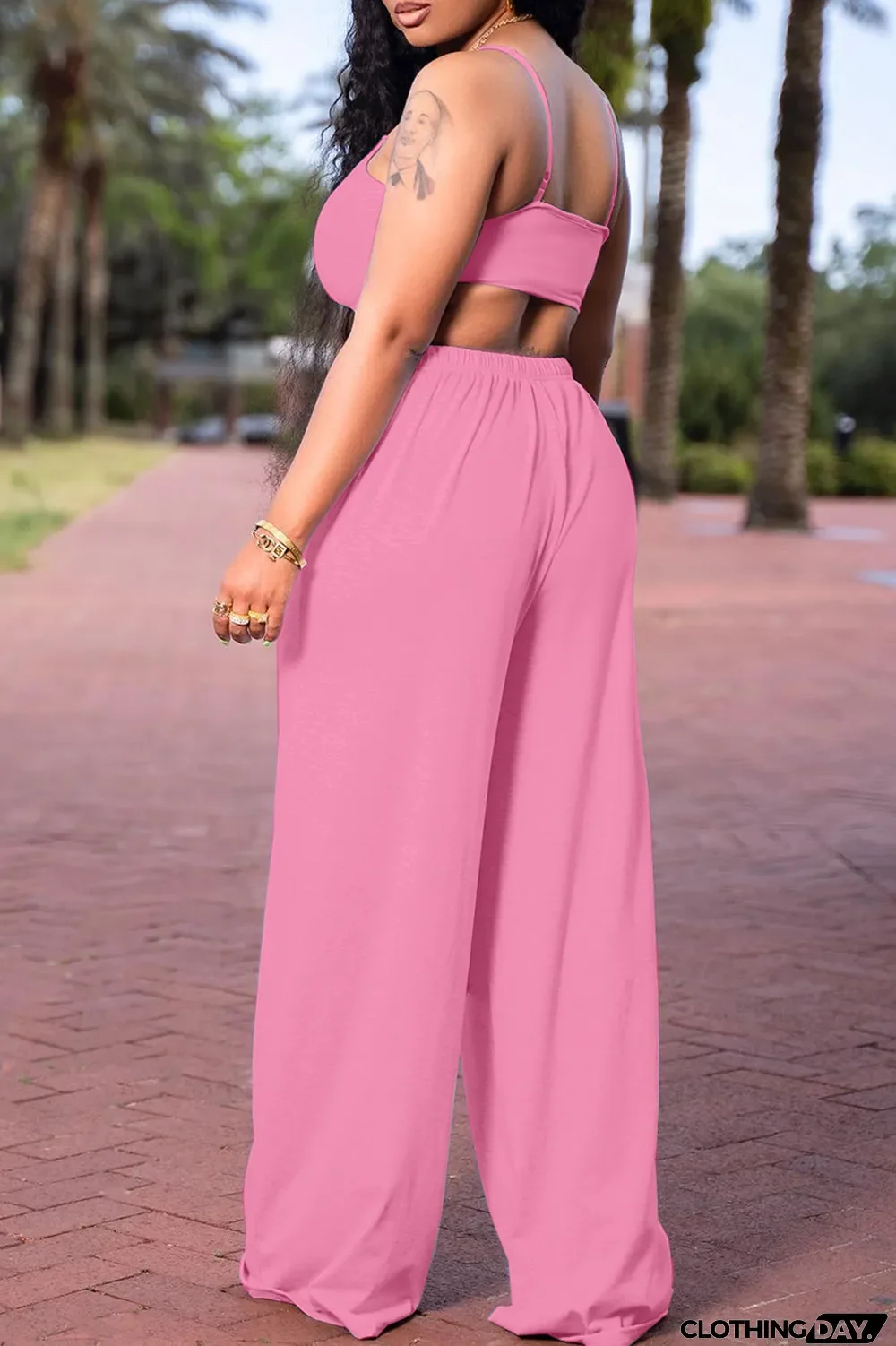 Grey Fashion Casual Solid Backless Asymmetrical Spaghetti Strap Sleeveless Two Pieces