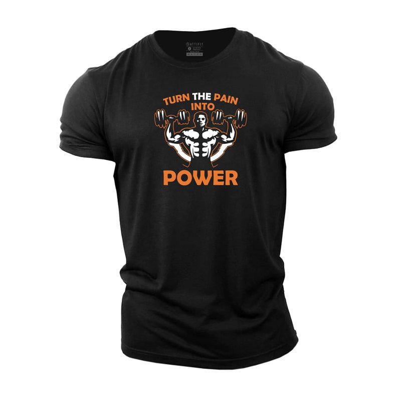 Cotton Men's Turn The Pain Into Power Graphic T-shirts tacday