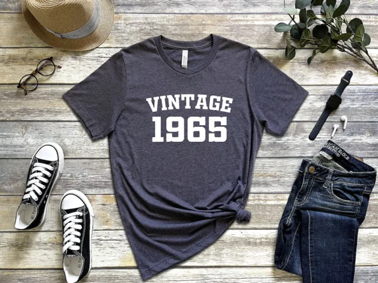 1965 Vintage (Customizable) T-shirt, 57th Birthday T-shirt-Annaletters