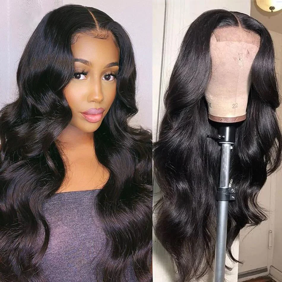 Body Wave Lace Closure Wigs Peruvian Hair Natural Hairline
