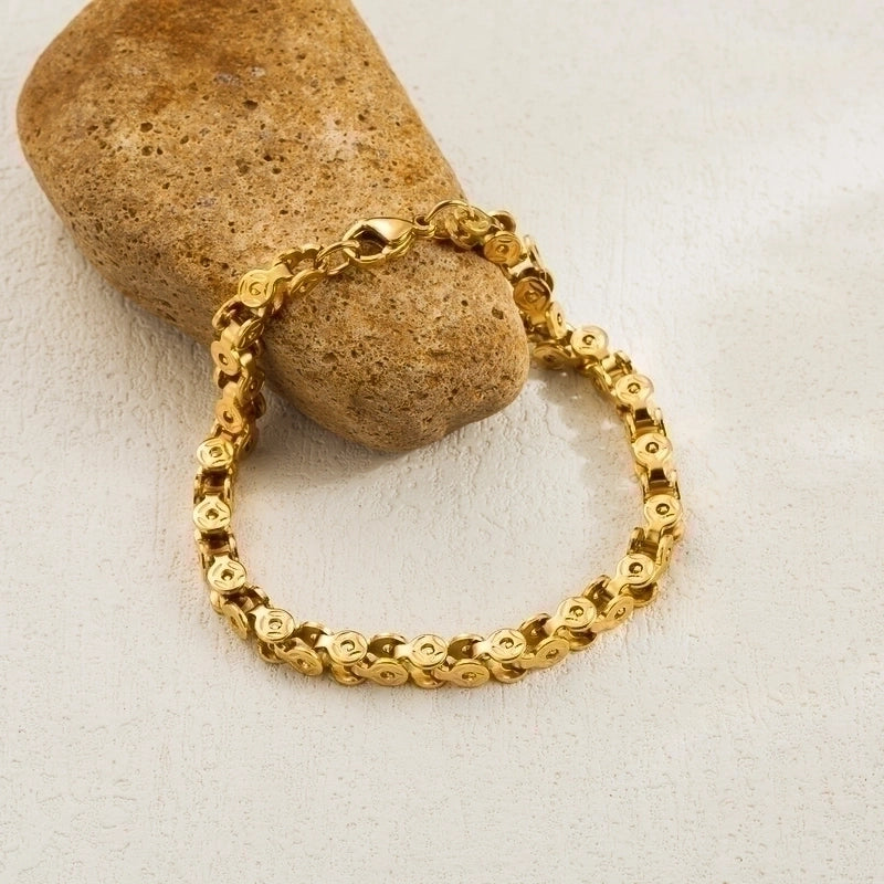 3 Pieces Minimalist Solid Color Stainless Steel Plating 18k Gold Plated Bracelets