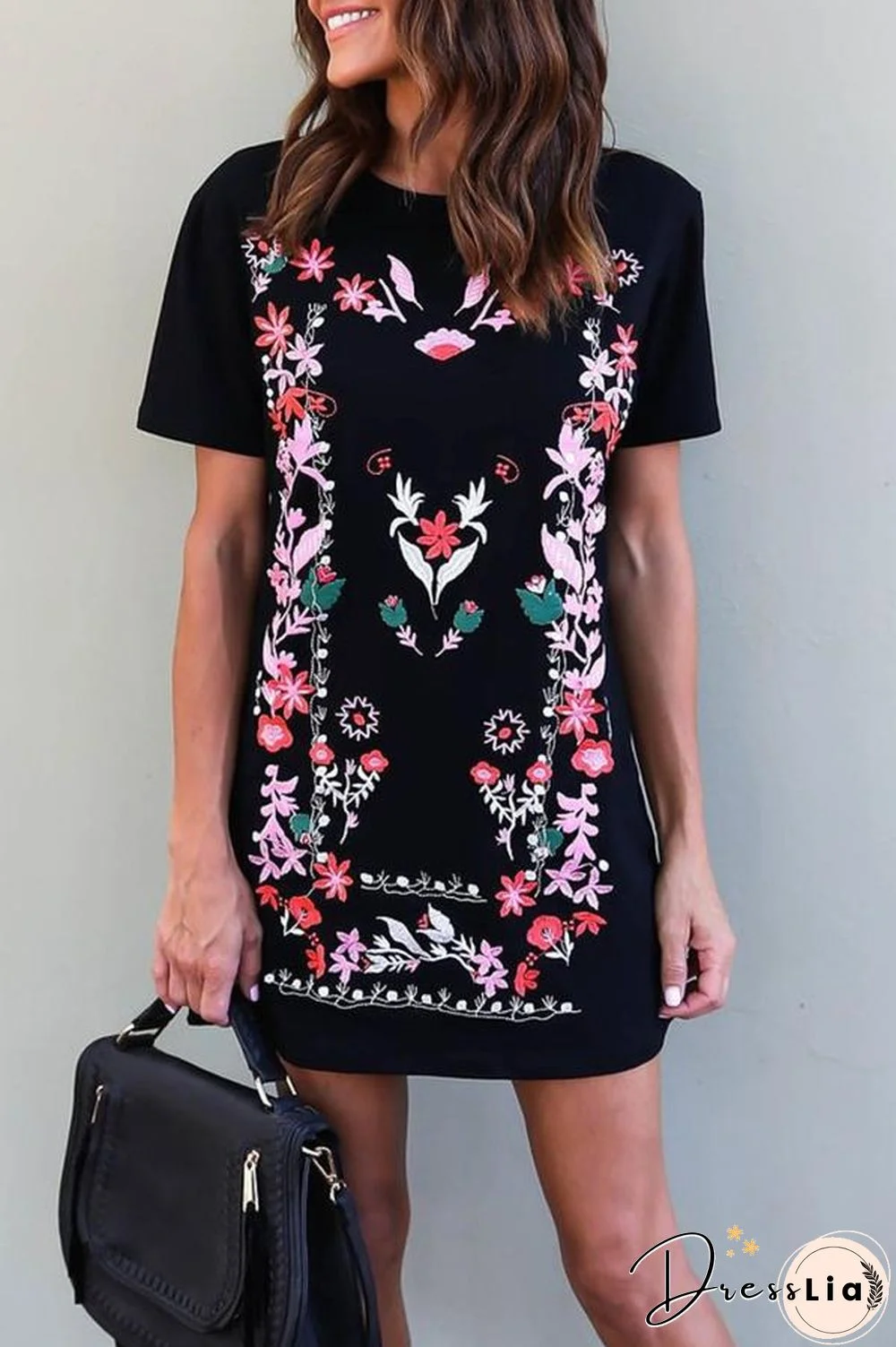 Nation Printed Short Sleeve Casual Dress