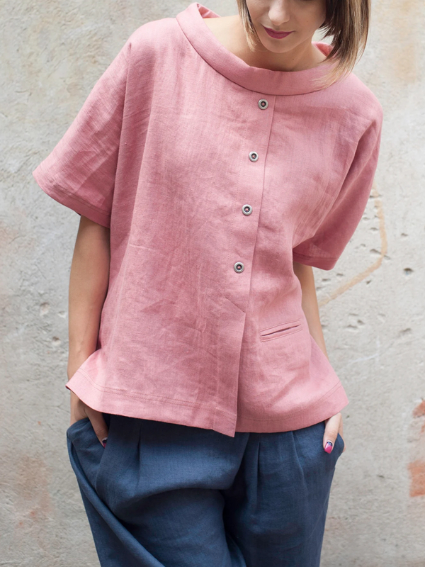 Loose Linen Comfortable Ladies Cotton and Linen Top tjj Shicloths