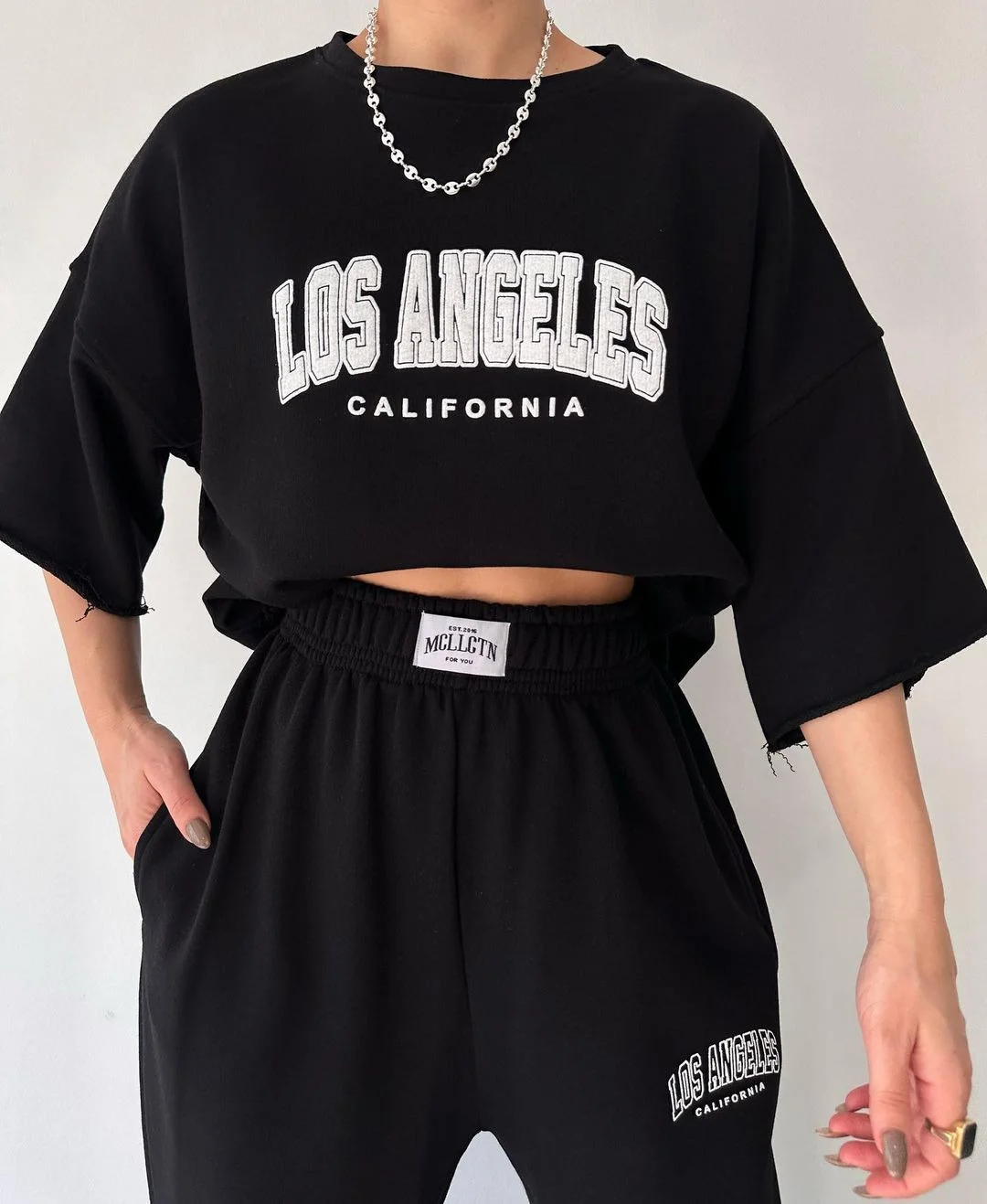 Nigikala Nigikala New Women's Casual Casual Commuting Print Short-Sleeved Trousers Two Sets