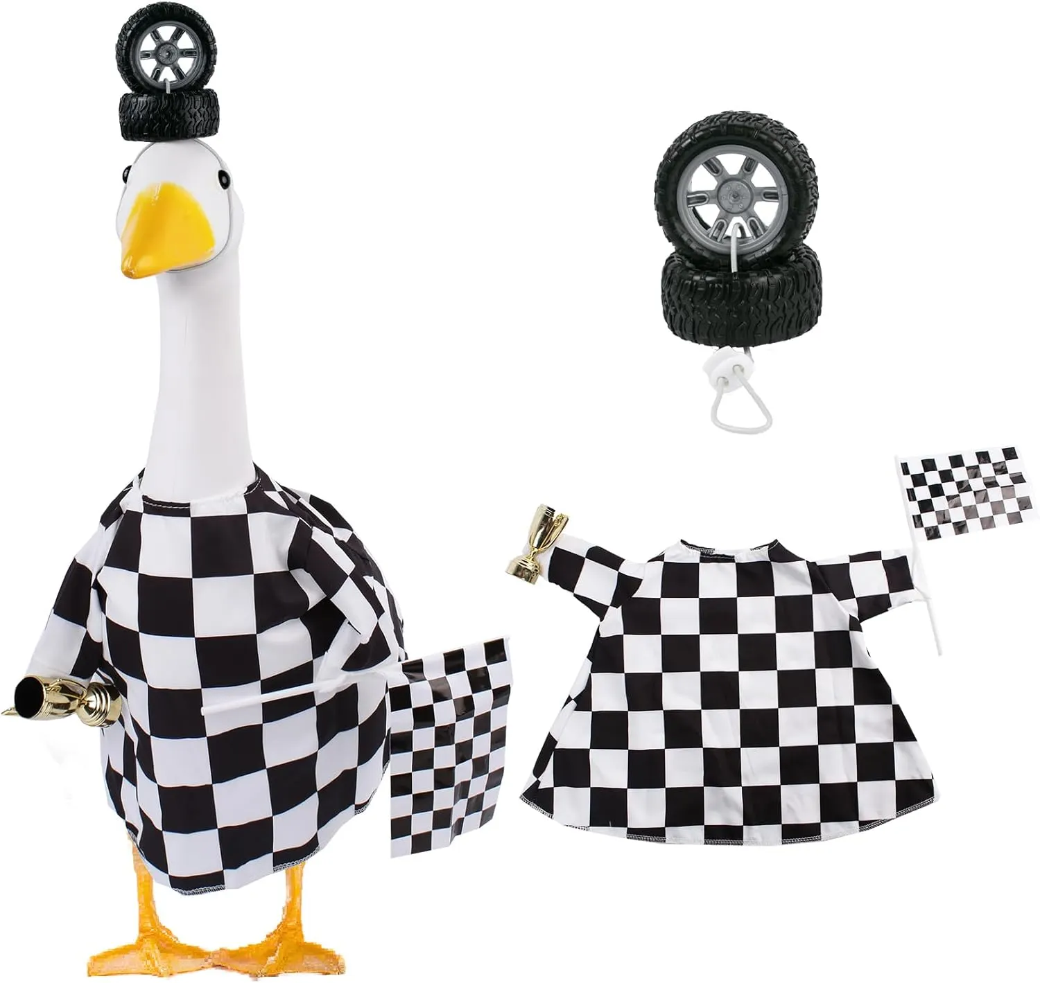GAR BETHE Porch Goose Outfits Cement Goose Race Car Driver Costume ...